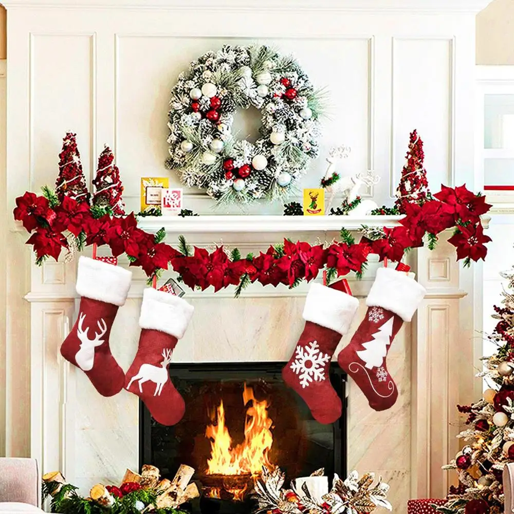 Meias de Natal Vermelhas com B - Embroidery Xmas Stocking avaliação e preço