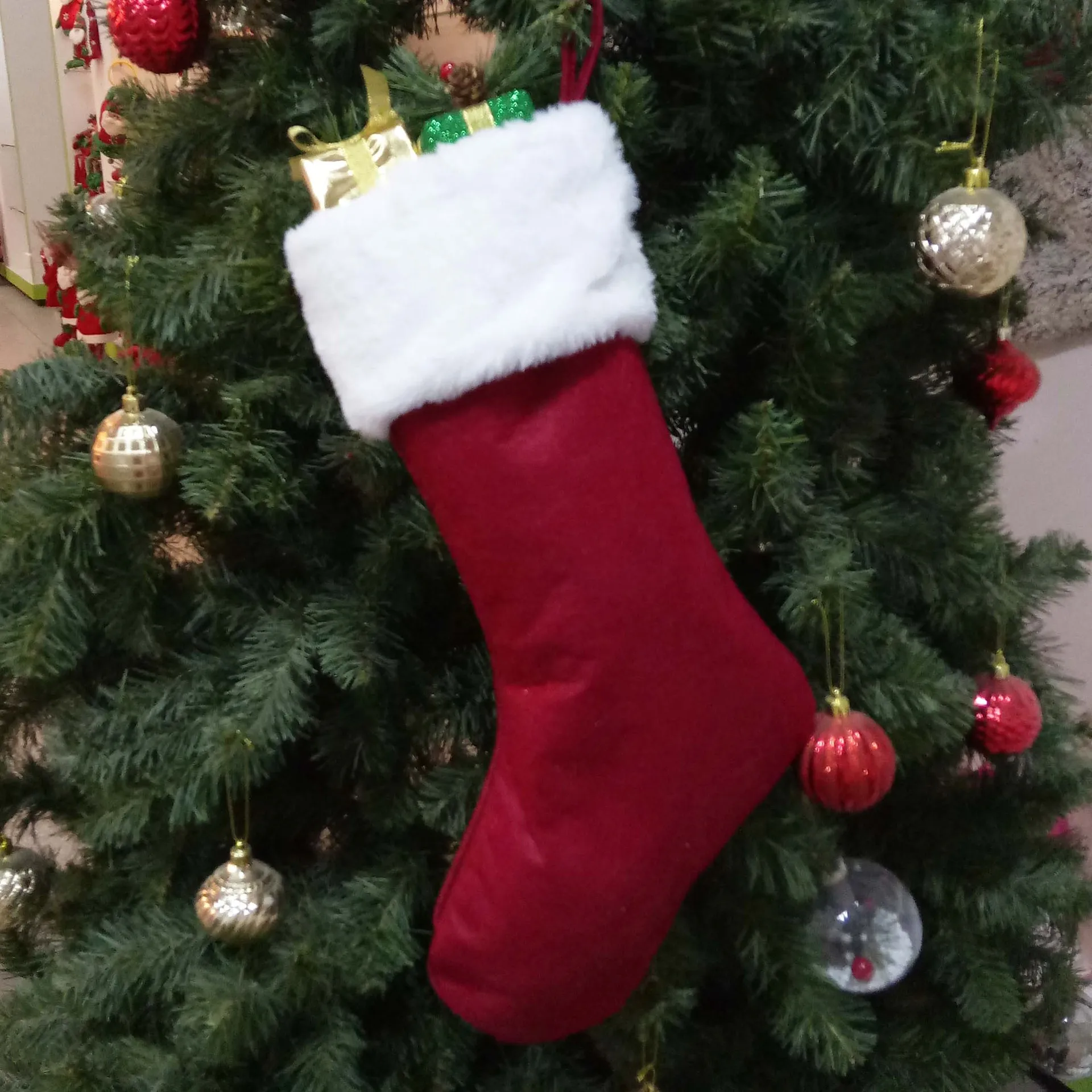 Meias de Natal Vermelhas com B - Embroidery Xmas Stocking avaliação e preço